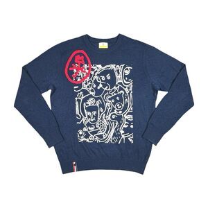 JC de Castelbajac Navy Graphic Print Crew Neck Sweater - Size Large (105)